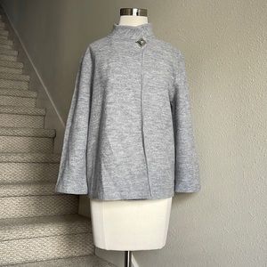 Karl Lagerfeld Paris Sz M Gray wool blend mock neck cardigan